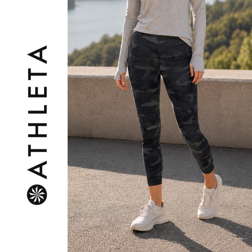 Athleta, Ultimate Camo 7/8 Tight Leggings Gray Black High Rise Size Medium